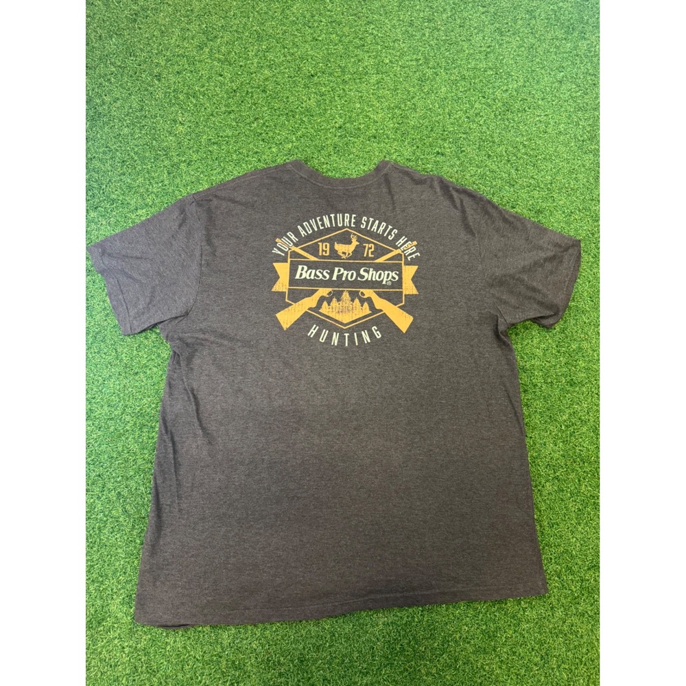 Bass Pro Shops Hunting Graphic T-Shirt Mens 2XL Brown Adventure Starts Here 1972